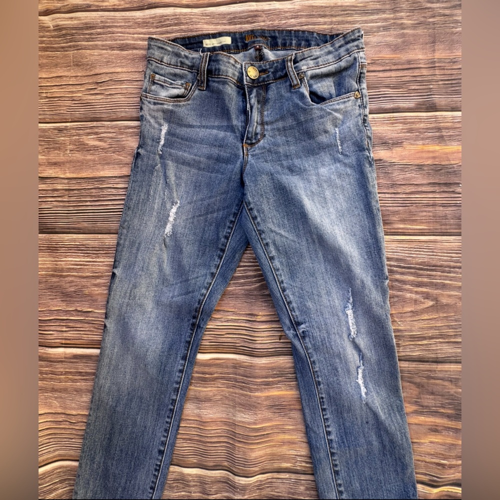 Kut From The Kloth Reese Ankle Straight Leg Jeans Women’s Sz 4 Blue Distressed - Picture 8 of 10
